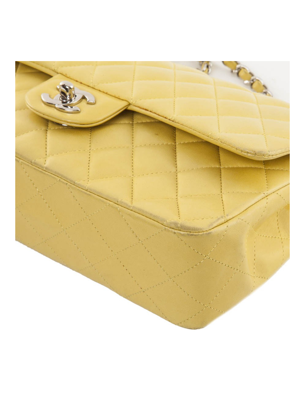 Sac timeless CHANEL cuir d'agneau lisse jaune