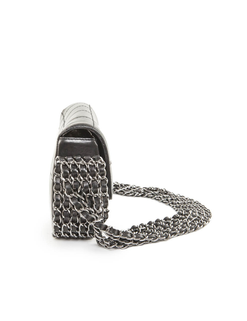 Sac CHANEL chaines et cuir matelassé noir