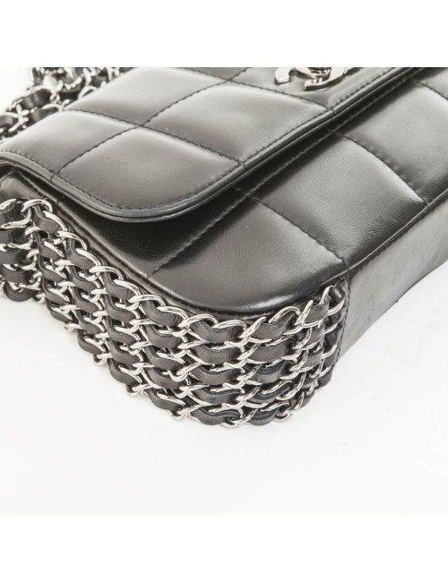 Sac CHANEL chaines et cuir matelassé noir