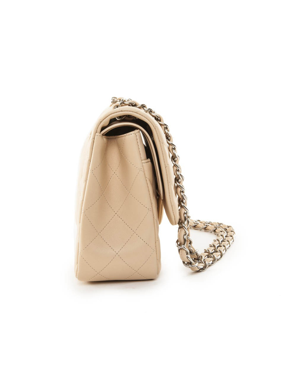 Sac jumbo CHANEL cuir d'agneau matelassé beige