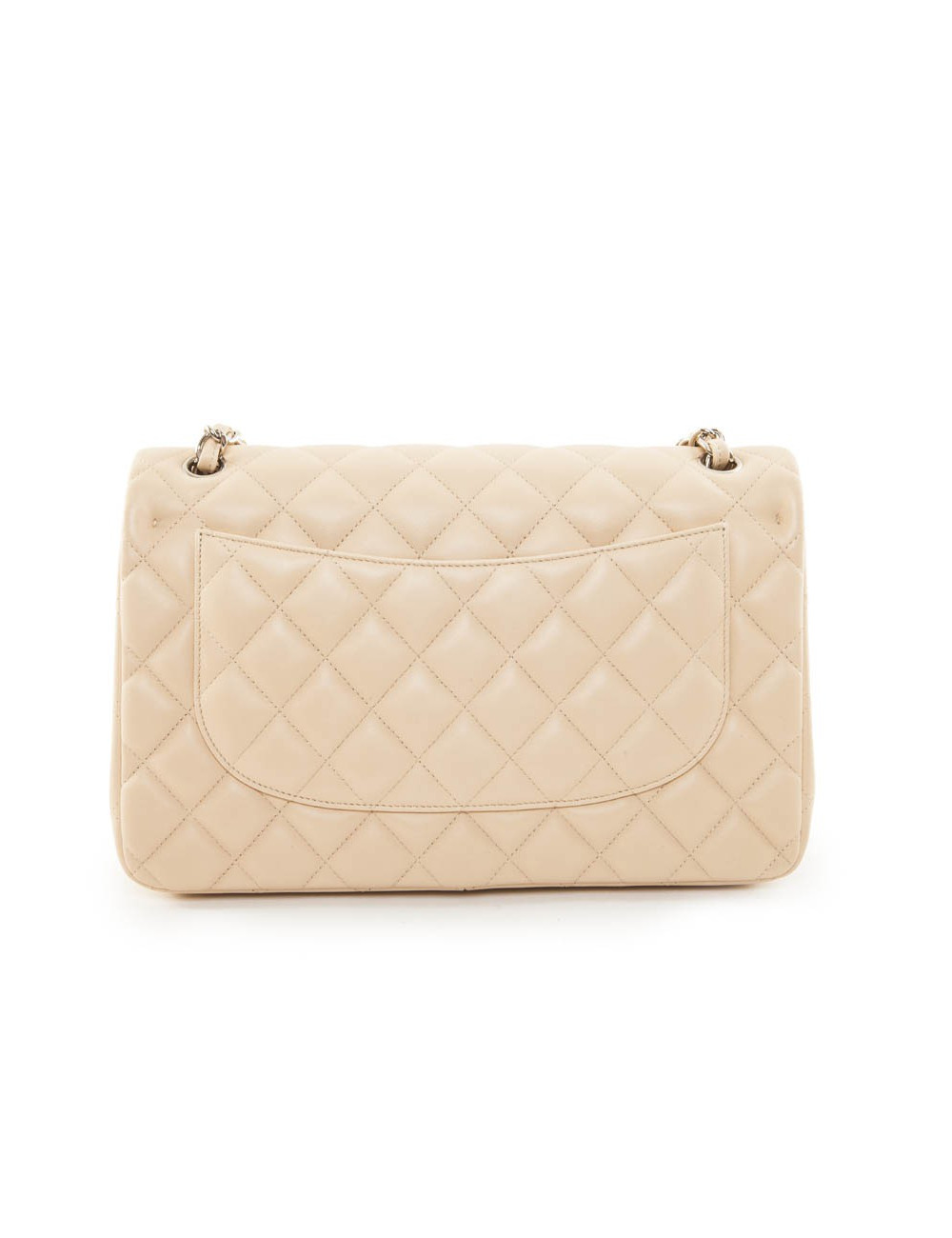 Sac jumbo CHANEL cuir d'agneau matelassé beige