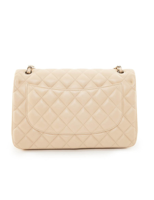 Sac jumbo CHANEL cuir d'agneau matelassé beige