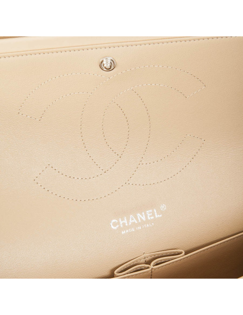 CHANEL jumbo double flap bag in beige quilted lamb leather