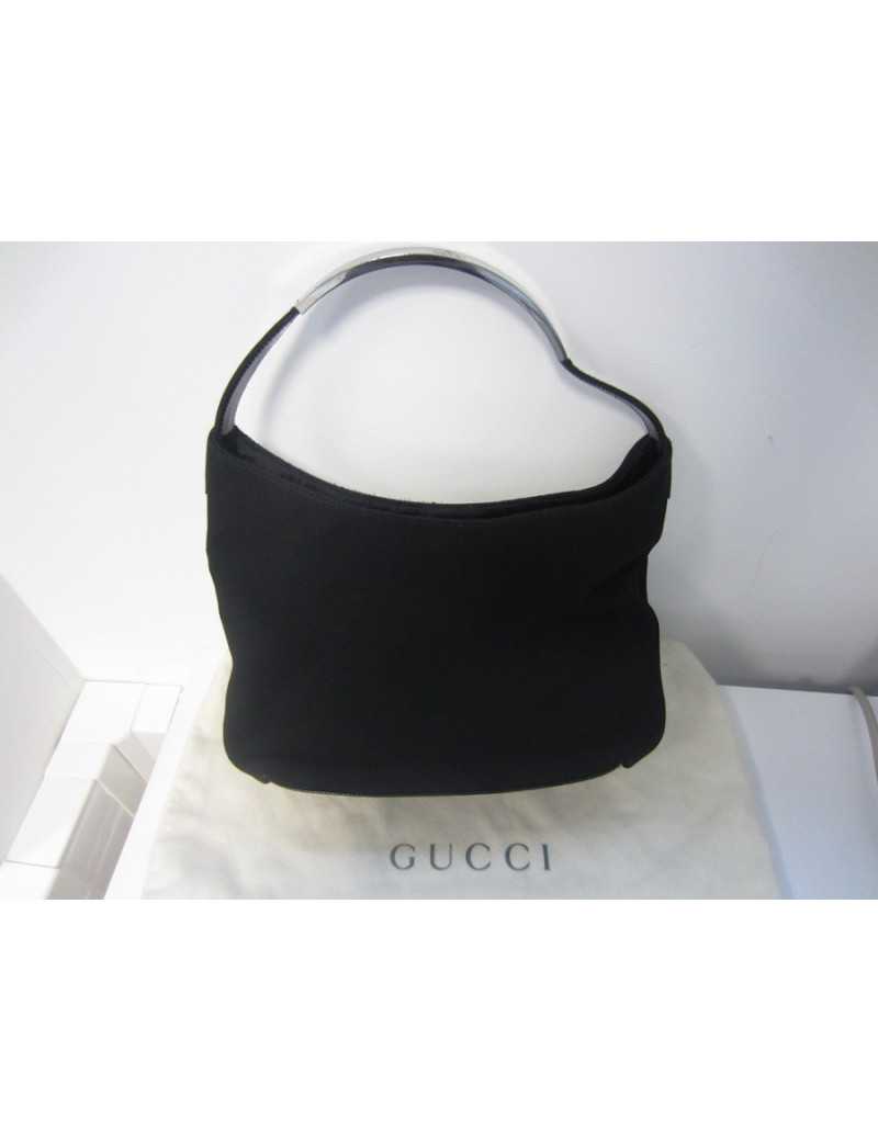 Sac GUCCI en toile noire et anse ruthénium