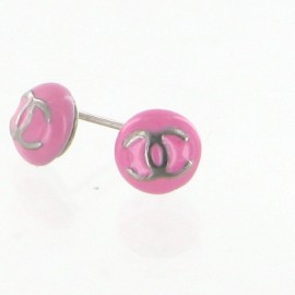 Studs enameled pink CHANEL