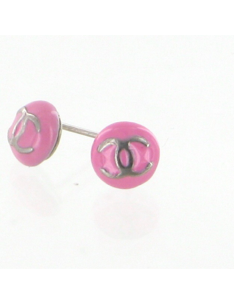 Clous d'oreilles émaillés rose CHANEL