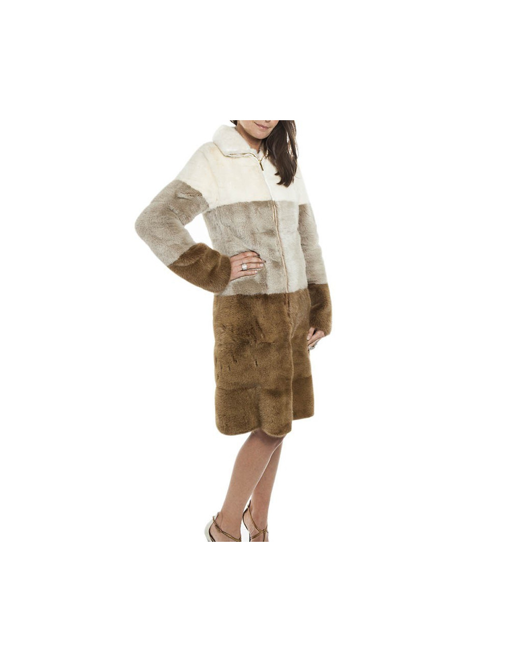 GUCCI T 38 EN tricolor mink coat