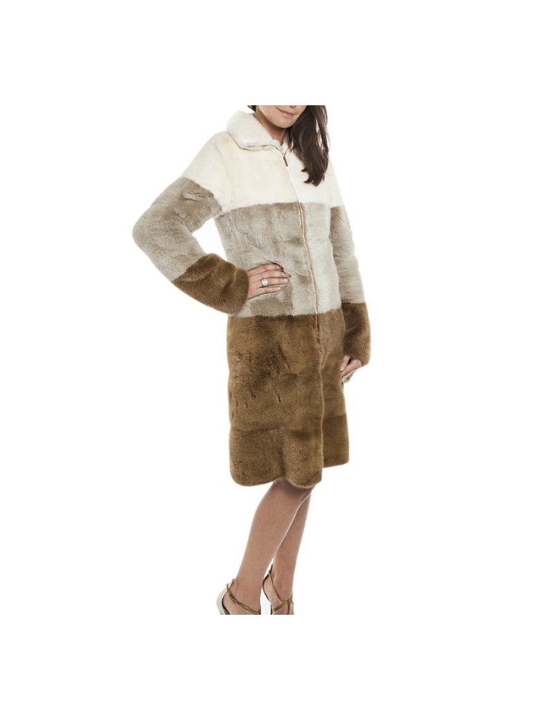 GUCCI T 38 EN tricolor mink coat