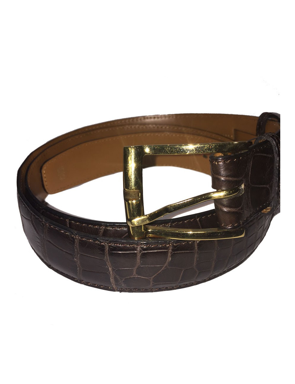Ceinture Homme FRANCK NAMANI en Alligator marron foncé