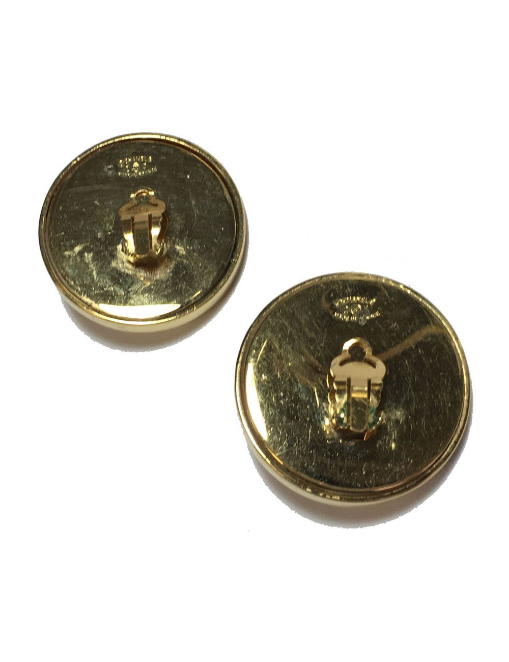  CHANEL vintage clip-on earrings in gilded metal and pearls