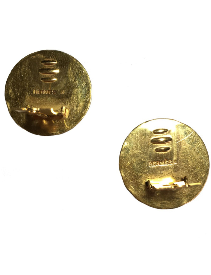 Clips d'oreille HERMÈS en émail noir