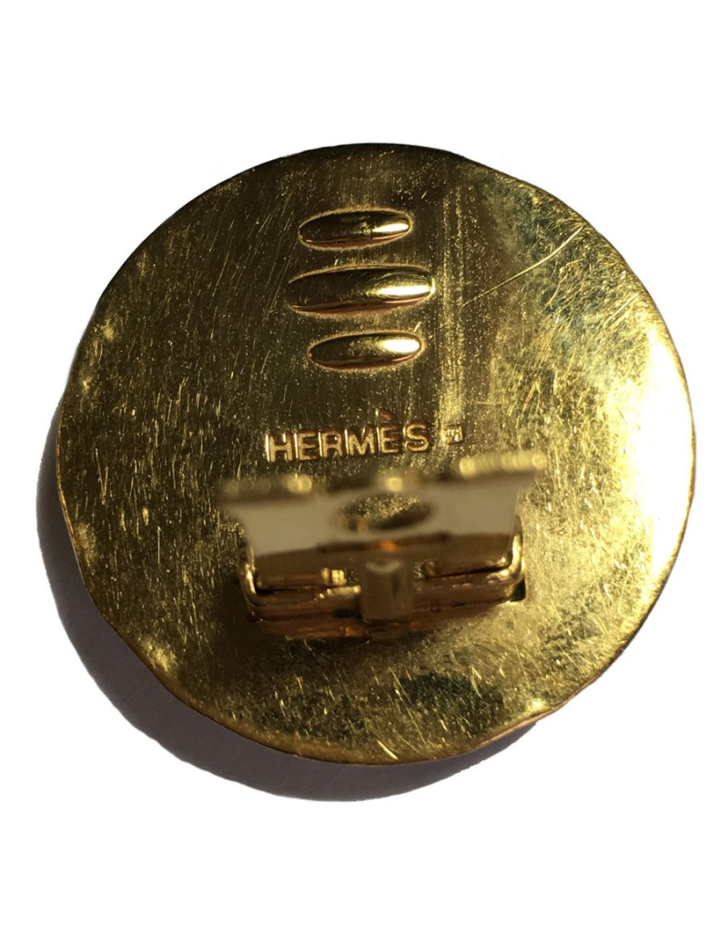 Clips d'oreille HERMÈS en émail noir