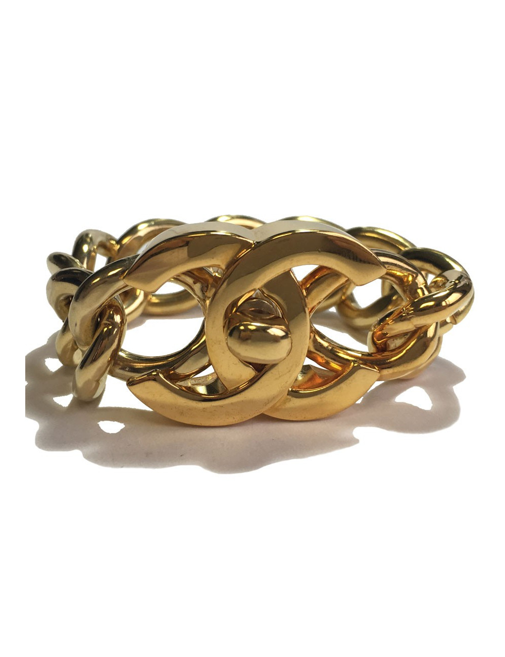 Bracelet CHANEL CC métal doré