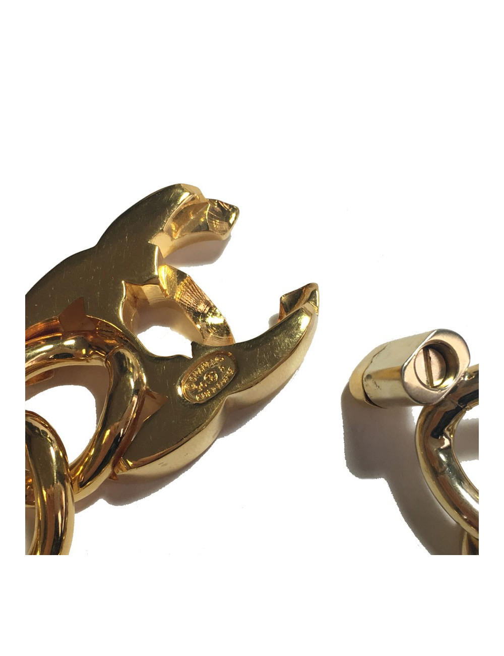 Bracelet CHANEL CC métal doré