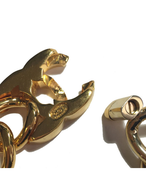 Bracelet CHANEL CC en maille en métal doré