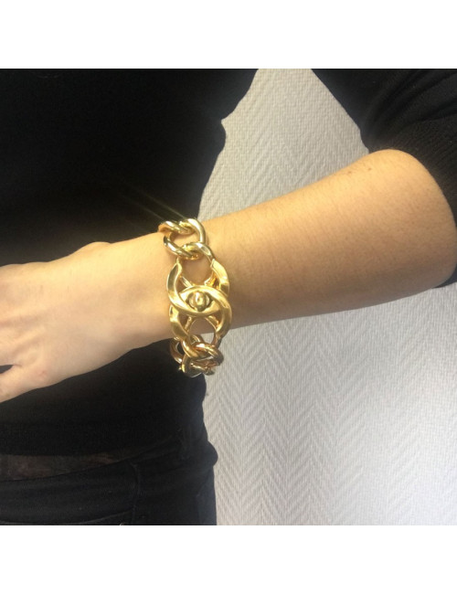 Bracelet CHANEL CC métal doré
