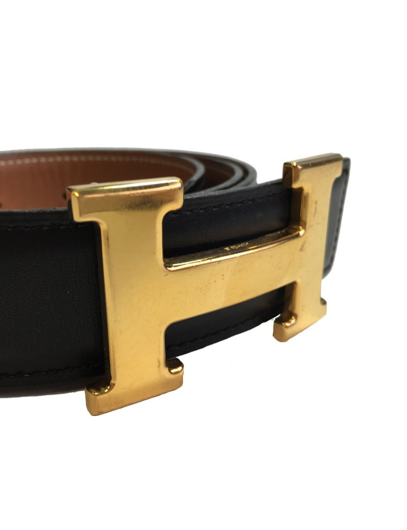 Ceinture H HERMES Réversible gold et noire