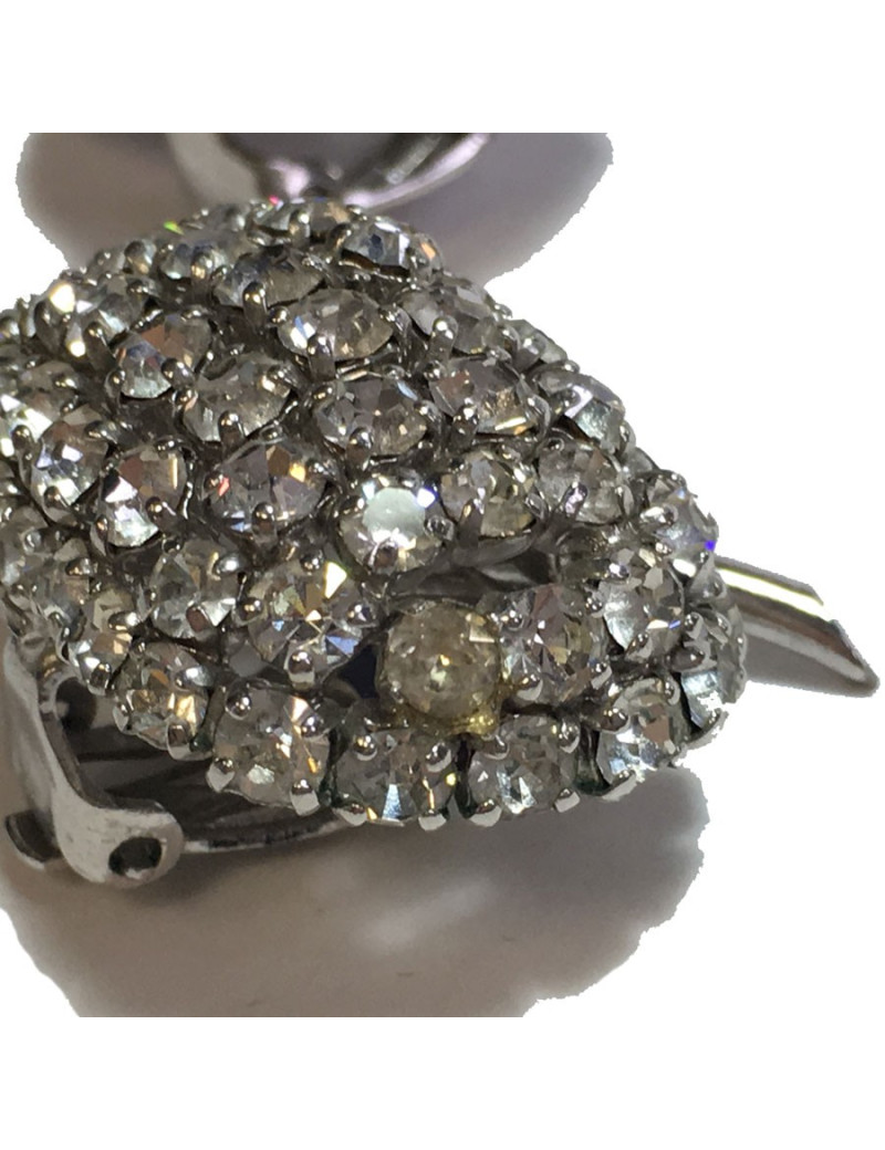  Parure DIOR  boucles d'oreille + broche vintage en strass glamour