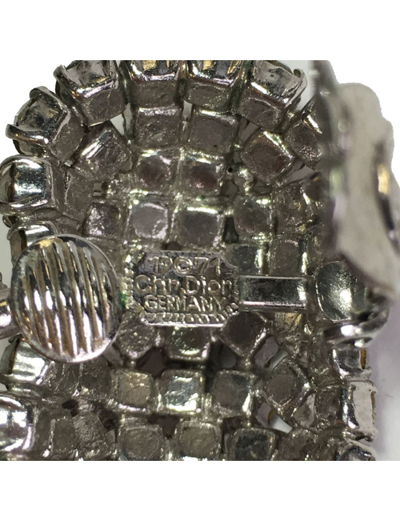  Parure DIOR  boucles d'oreille + broche vintage en strass glamour