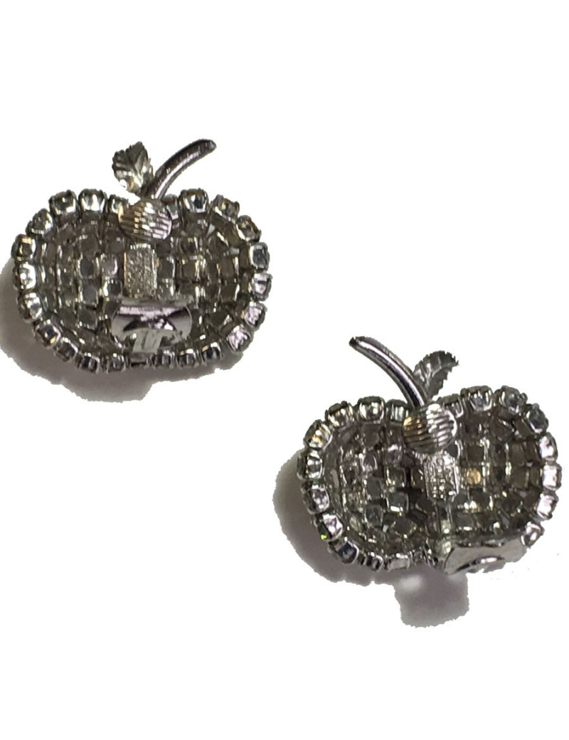  Parure DIOR  boucles d'oreille + broche vintage en strass glamour