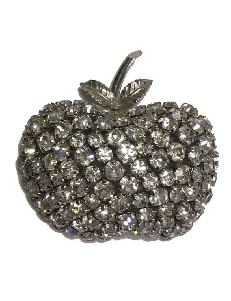  Parure DIOR  boucles d'oreille + broche vintage en strass glamour