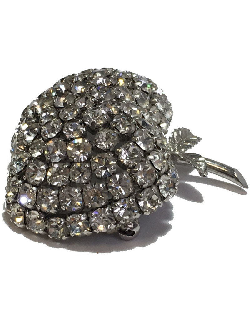  Parure DIOR  boucles d'oreille + broche vintage en strass glamour