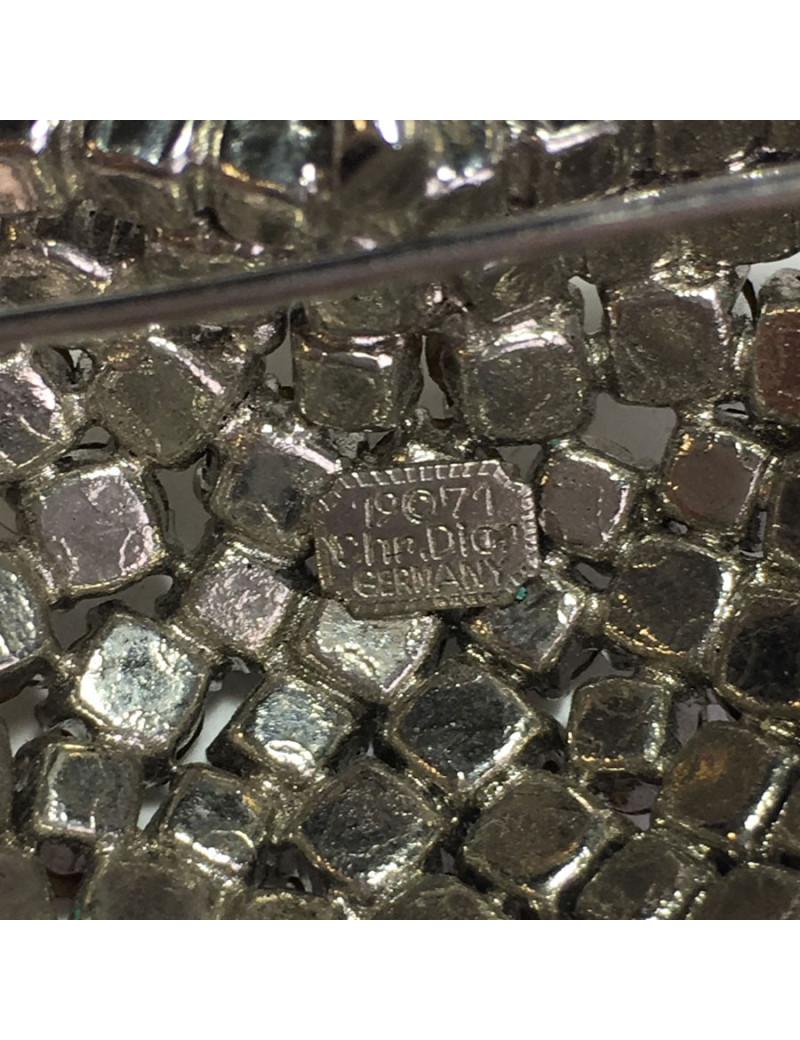  Parure DIOR  boucles d'oreille + broche vintage en strass glamour