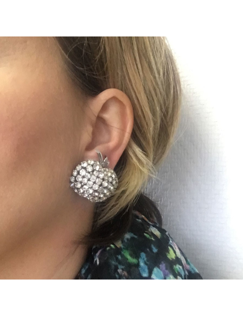  Parure DIOR  boucles d'oreille + broche vintage en strass glamour
