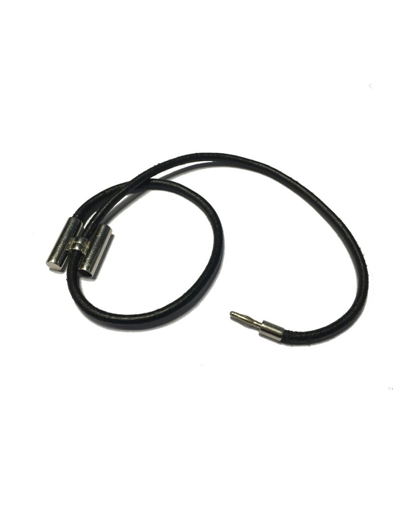 Bracelet Tournis HERMES lien en cuir noir et argent palladié