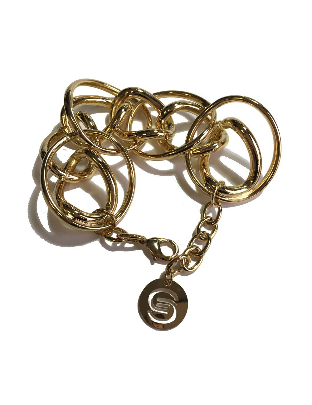 Parure ELIE SAAB collier et bracelet en métal doré