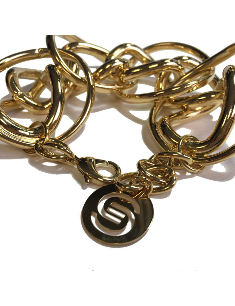 Parure ELIE SAAB collier et bracelet en métal doré
