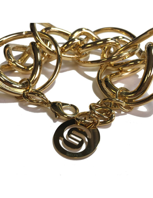 Parure ELIE SAAB collier et bracelet en métal doré