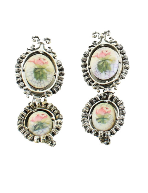 CHRISTIAN DIOR set necklace and clip-on earrings in aged silver metal