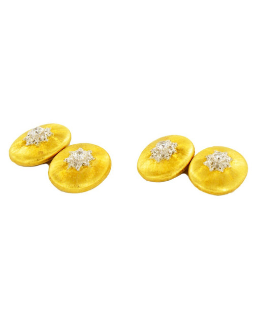 Boutons de manchette GIANMARIA BUCCELLATI or brossé et diamants