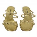 Sandales CHANEL Couture T36 vintage en cuir doré