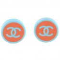 CHANEL clip-on earrings in blue and coral resin