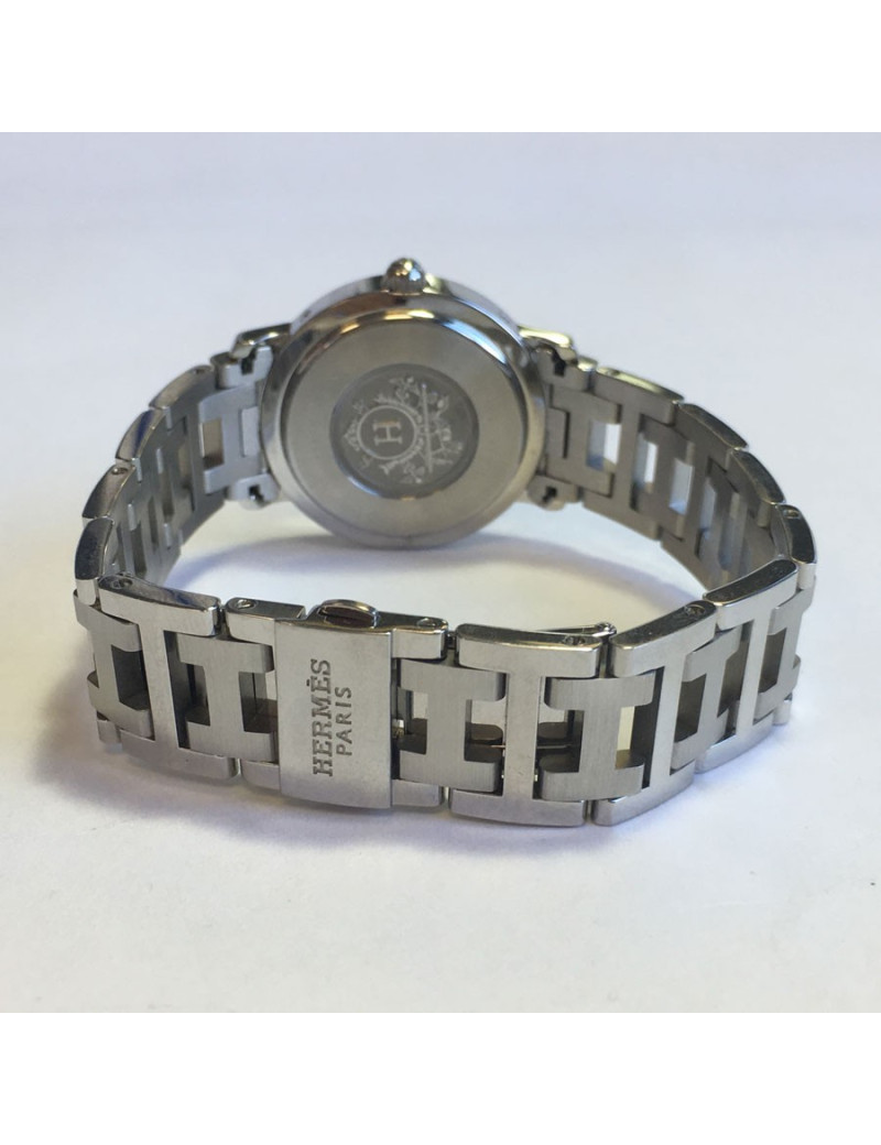 Montre Clipper HERMES fond nacre bleue MM
