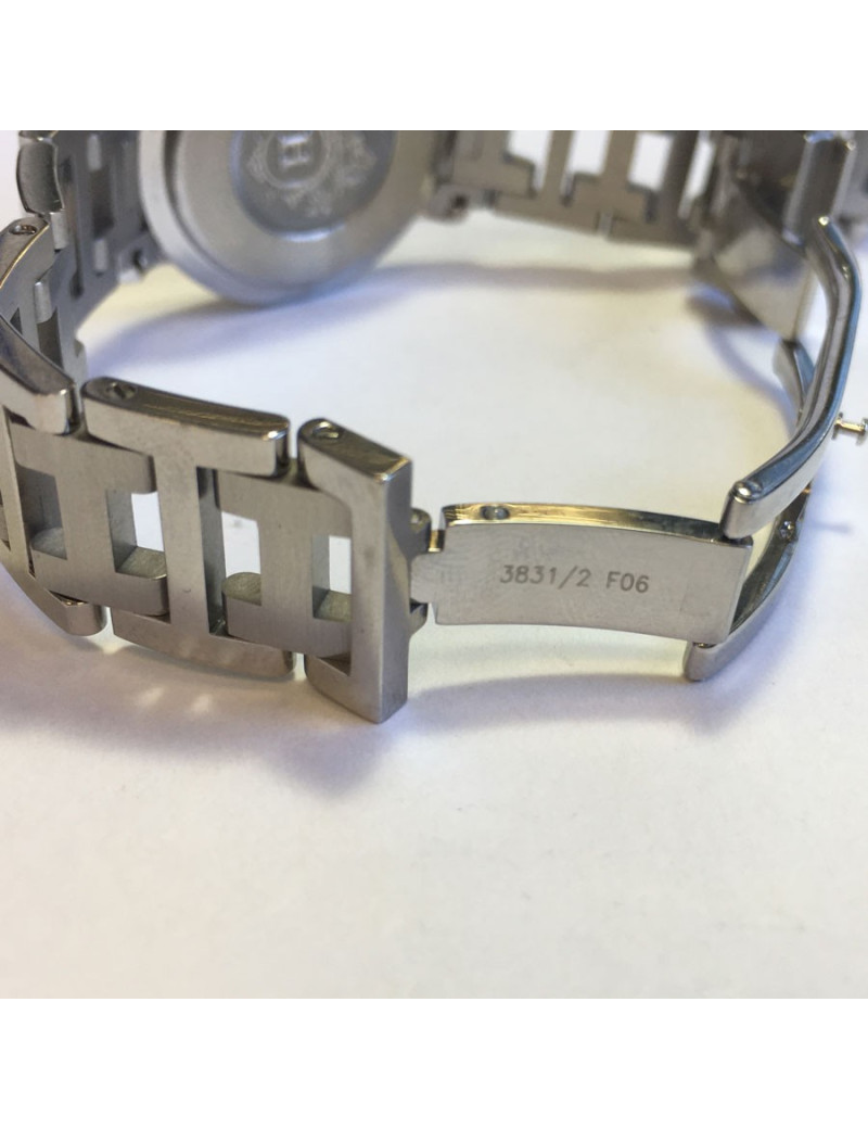 HERMES Clipper watch, medium size, pearlescent blue face