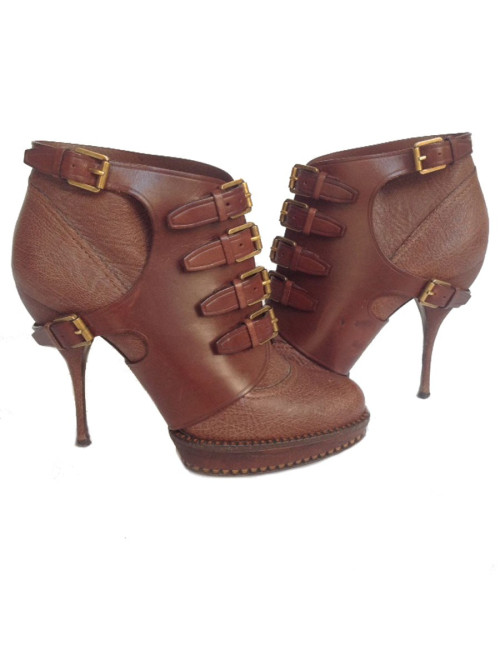 Bottines à talons DIOR T40 cuir marron
