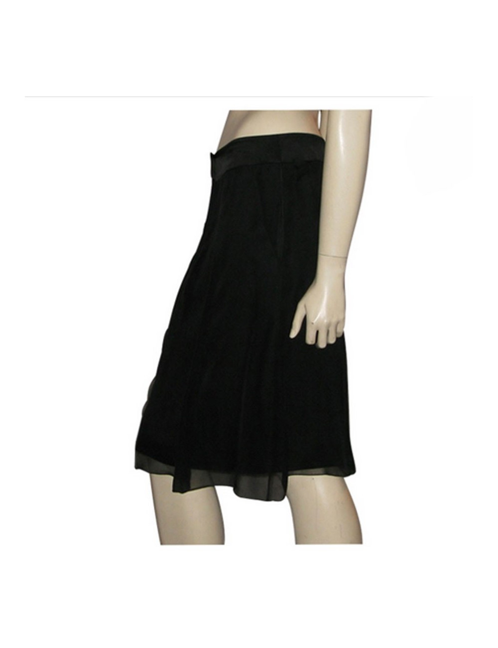 T38 EN CHANEL black silk skirt
