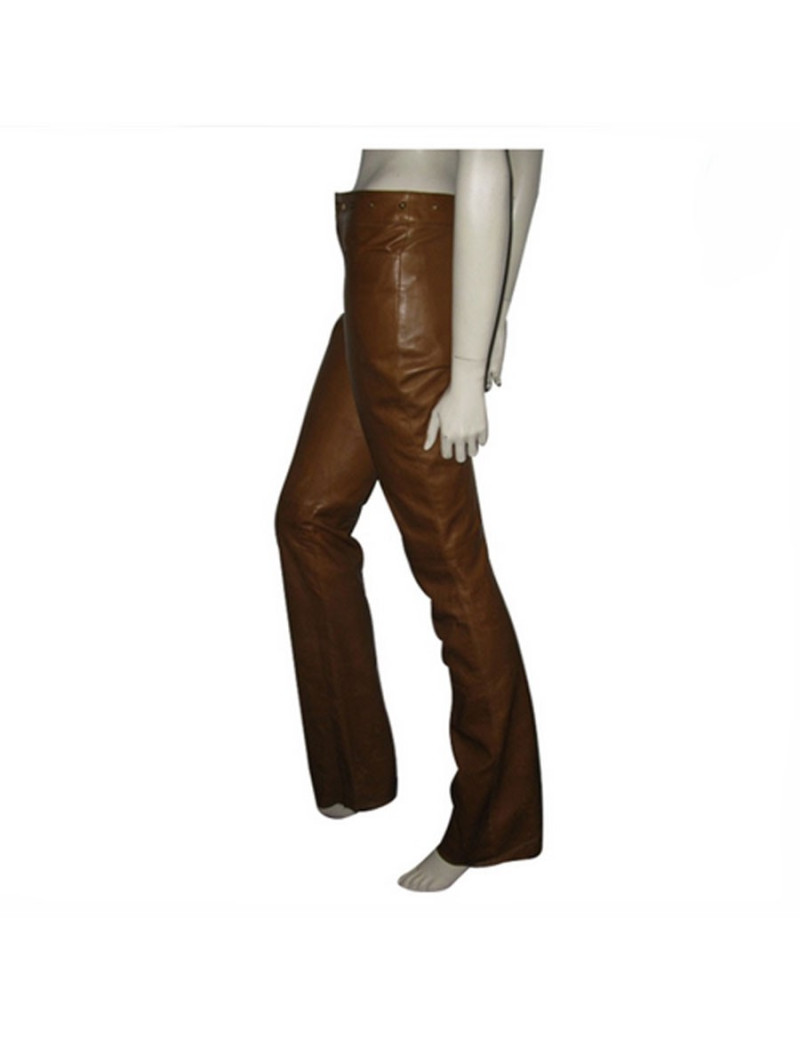 GUCCI brown leather pants