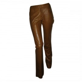 GUCCI brown leather pants