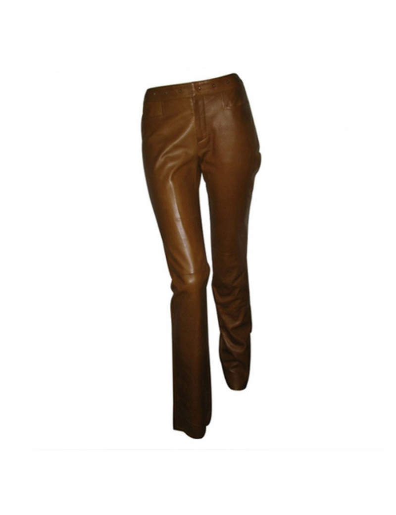 Pantalon cuir marron GUCCI