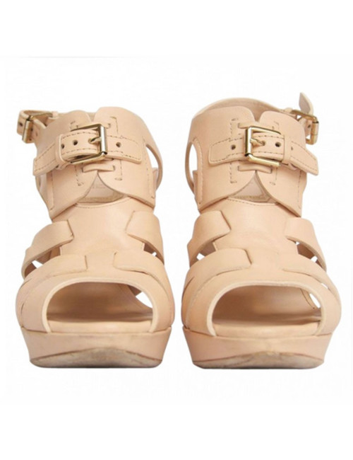 Sandales hautes DIOR t38 cuir beige rosé
