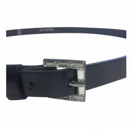 Belt CHANEL Black patent leather and strass