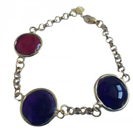 Bracelet "Earth" MARGUERITE DE VALOIS glass amethyst and Ruby