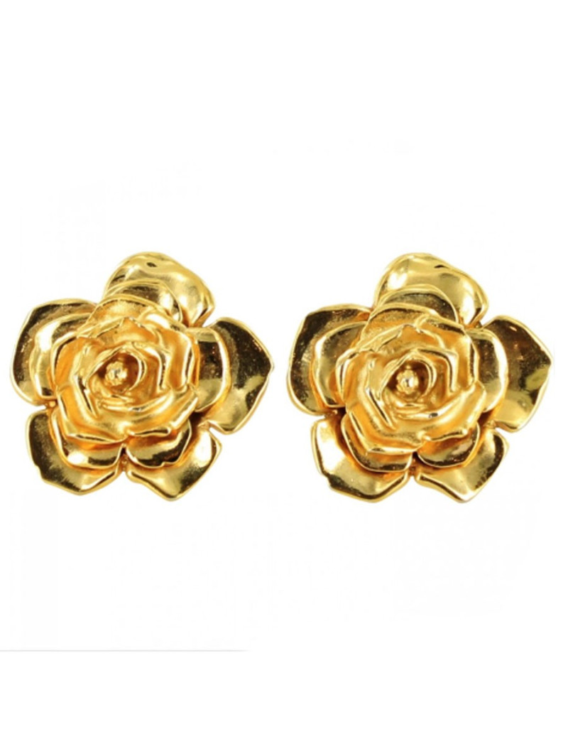 clips d'oreille YVES SAINT LAURENT  roses dorées