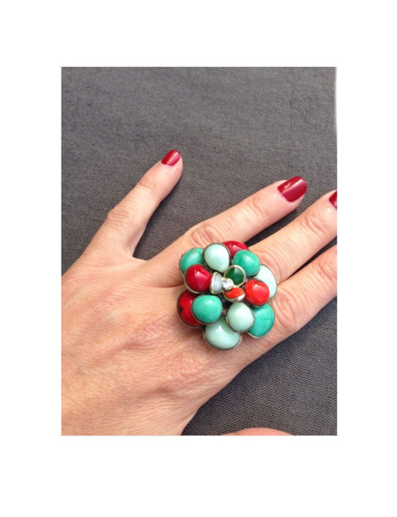 Bague fleur MARGUERITE DE VALOIS en pâte de verre