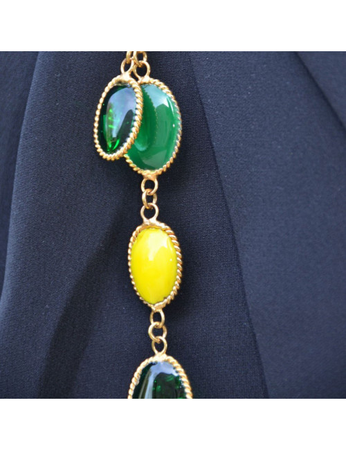 MARGUERITE DE VALOIS "Waterfalls" necklace in green and yellow gradient molten glass