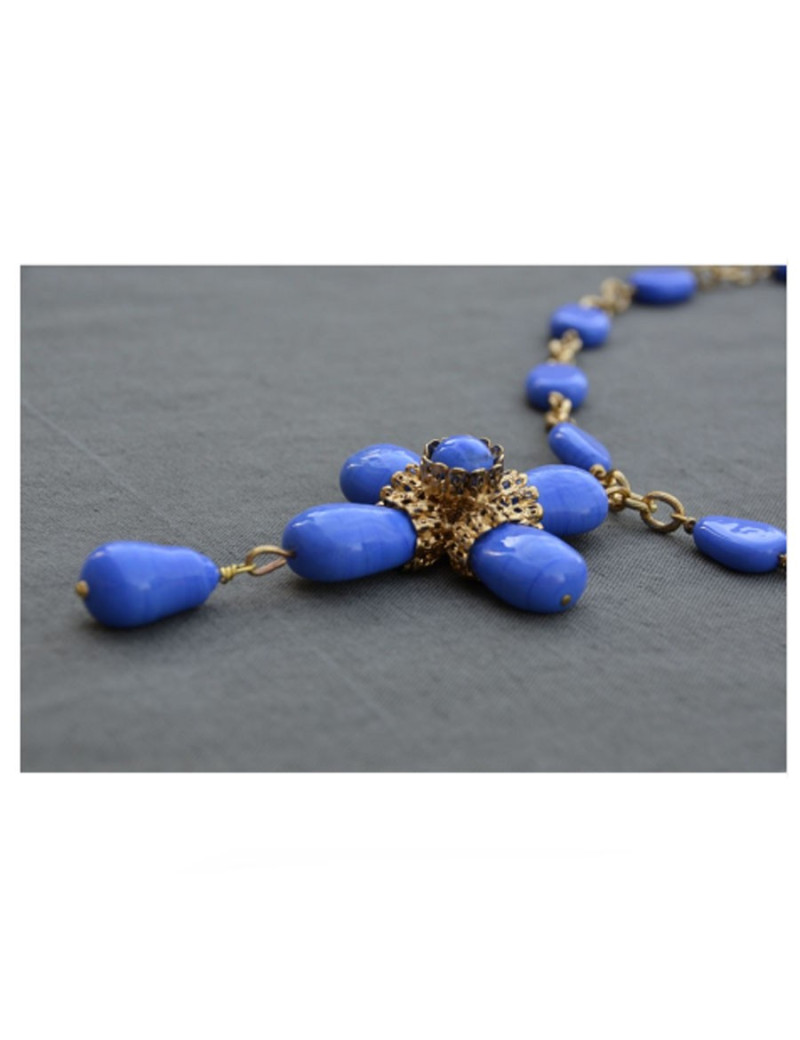 Collier Croix bleu MARGUERITE DE VALOIS